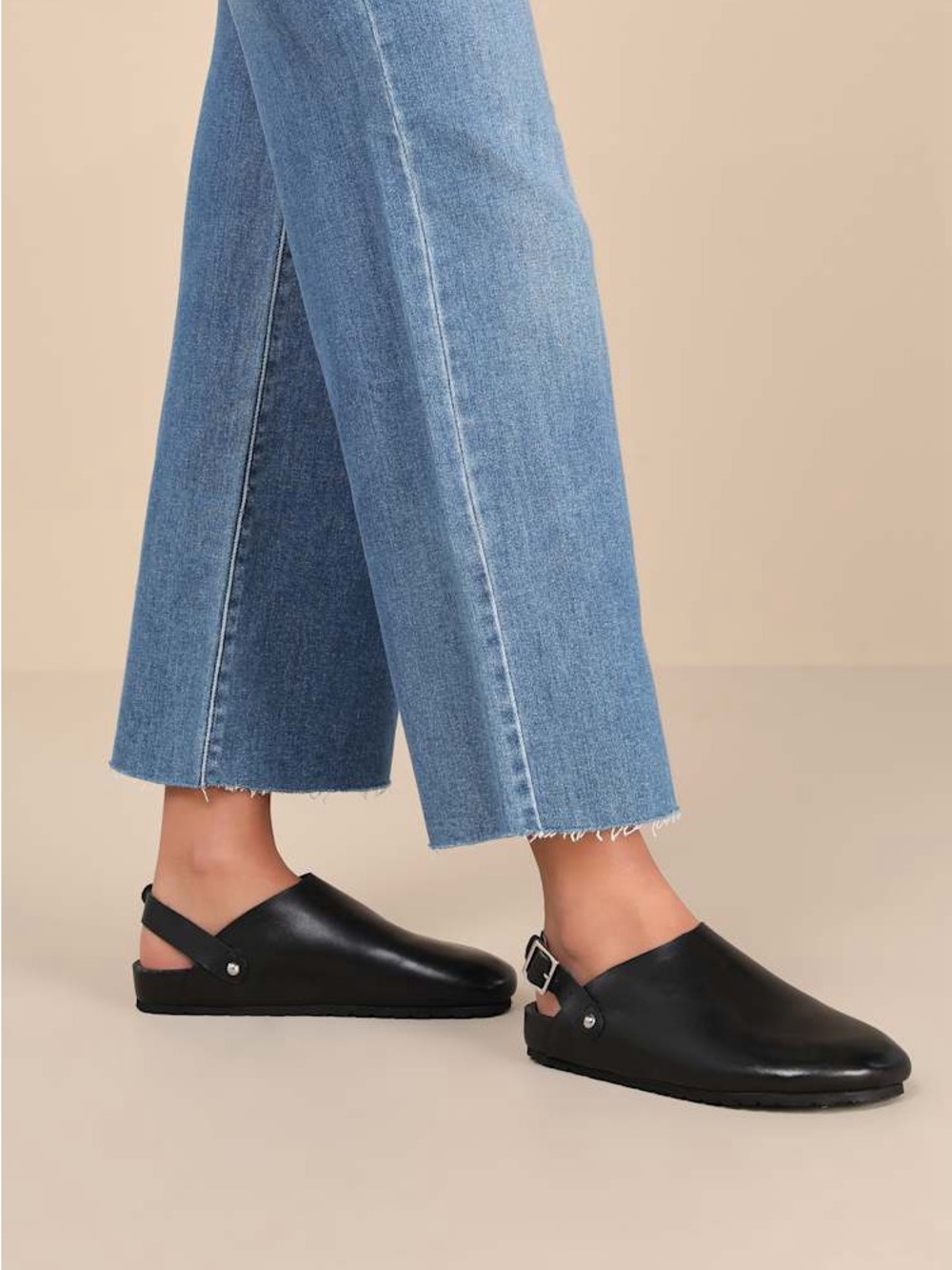 Seychelles Buckle Up Black Leather Slingback Slip-On Clogs Size 7